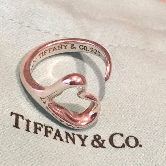 Tiffany & Co Elsa Peretti Silver Open Heart Ring - Picture 3 of 8